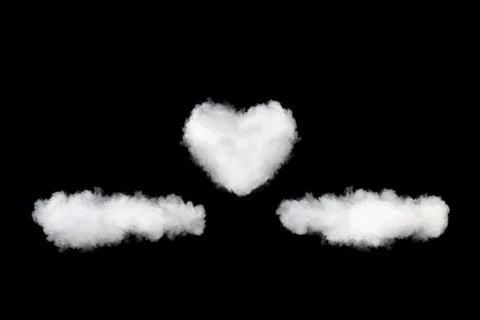 Clouds and heart backdrop isolated on black Stock Photos