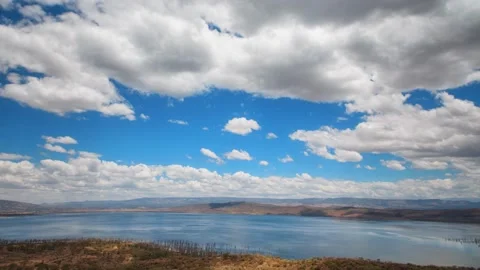 Clouds and lake in savannah Stock Footage 155233275