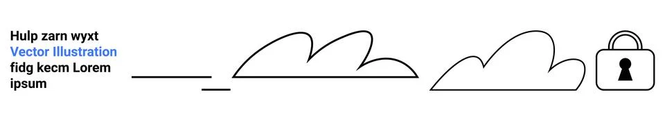 Clouds and lock representing data security concepts. Lock symbolizes protecti Illustrazione stock