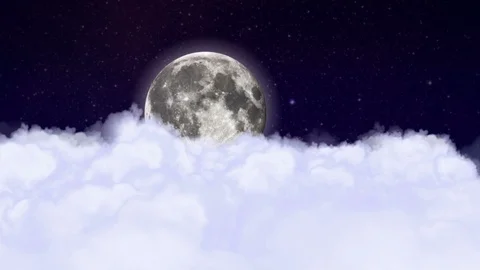 Clouds and Moon Animation, Rendering, Background with Green Screen Monitor, Loop Vídeo Stock 104664067