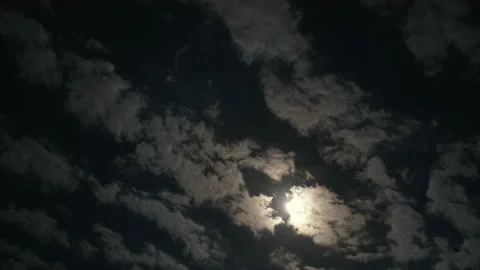 Clouds and moon overhead at night timelapse Stock Footage 143490258