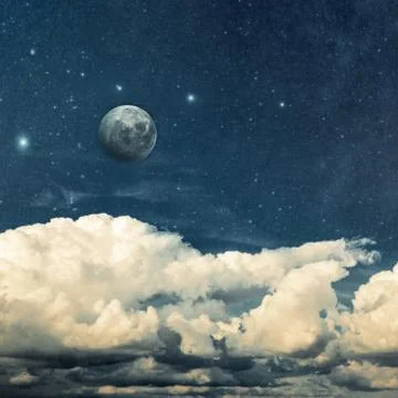 Clouds and moon Stock Photos