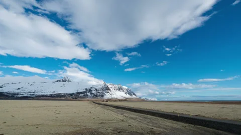 Clouds and mountain on open road timelapse in Iceland Stock Footage 36172846
