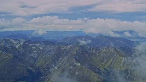 Clouds and mountains aerial Stock Footage 158543552