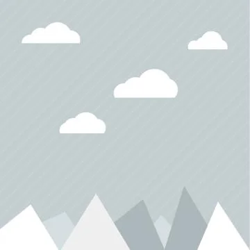 Clouds and mountains background flat web, illustration, vector Stock Illustration