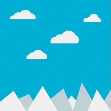 Clouds and mountains background flat web, illustration, vector Stock Illustration
