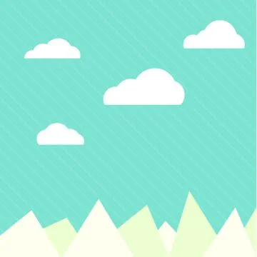 Clouds and mountains background flat web, illustration, vector Stock Illustration