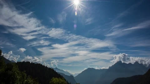 Clouds and mountains in Dolomites, Alps, Italy Stock Footage 138891953