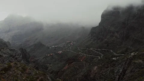 Clouds and mountains. Rainy weather in the canyon in the mountains, view from Stock Footage 111308089
