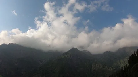 Clouds and Mountains Timelapse in Himachal Pradesh, India Stock Footage 124942248