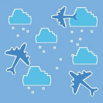 Clouds and planes over blue background vector illustration Illustrazione stock