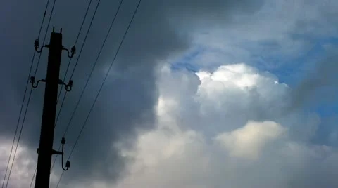 Clouds and Power Lines Stock Footage 11236436