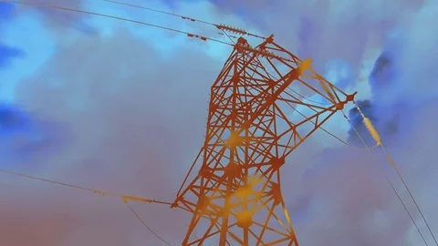 Clouds and Power Pylon Mix Loop Stockbeeldmateriaal 80705558
