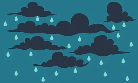 Clouds and rain on a dark background. Vector illustration Illustrazione stock