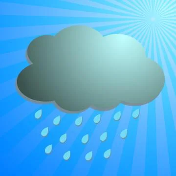 Clouds and rain drop with blue rays Stock Illustration