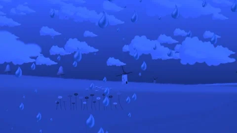 Clouds And Rain Drops Animation  Stock Footage 234824959