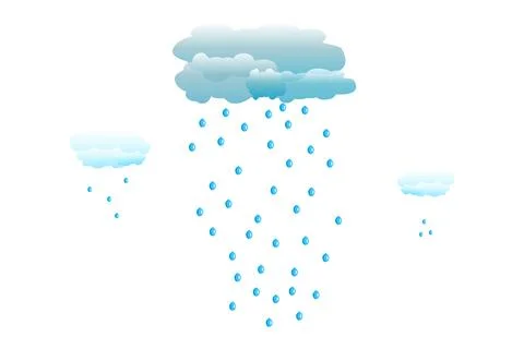 Clouds and rain isolated on white background. Cloud with rain drops. Stock Illustration