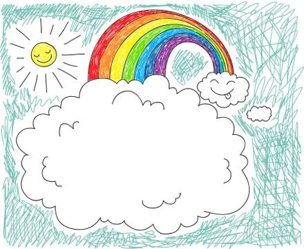 Clouds and rainbow background Stock Illustration