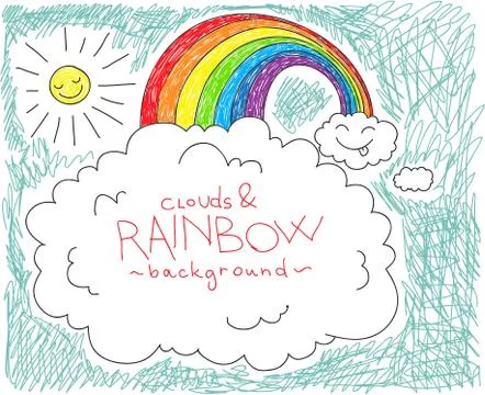 Clouds and rainbow background Stock Illustration