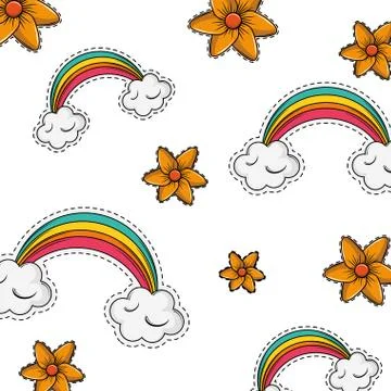 Clouds and rainbow background Illustrazione stock