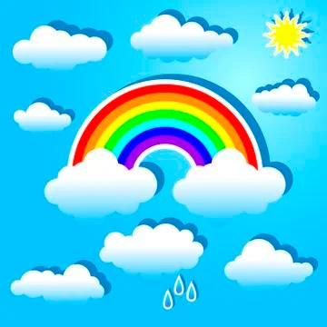 Clouds and rainbow Stock Illustration