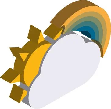 Clouds and rainbow illustration in 3D isometric style Stock Illustration