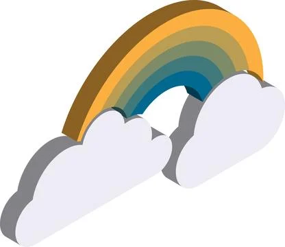 Clouds and rainbow illustration in 3D isometric style 스톡 일러스트