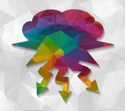 Clouds and rays low poly Stock Illustration
