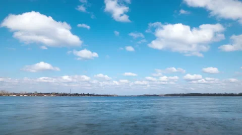 Clouds and river Landscape .4K (4986x2304)   Time lapse without birds, RAW  스톡 동영상 48476321