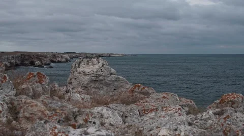 Clouds and Sea Rocks Timelapse 4K Stock Footage 66561186