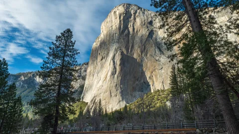 Clouds and Shadows on Yosemite's El Capitan Time Lapse with Traffic Stock Footage 284214595