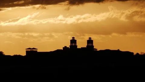 Clouds and silhouette MASPALOMAS DUNE DRAMATIC SUNSET WITH 4K GRAN CANARIA Stock Footage 84518085