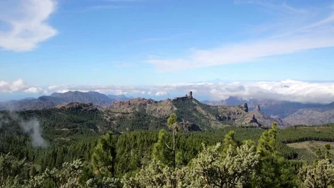 Clouds and sky over the mountains on Canary Islands, Spain, time lapse 스톡 동영상 75996095