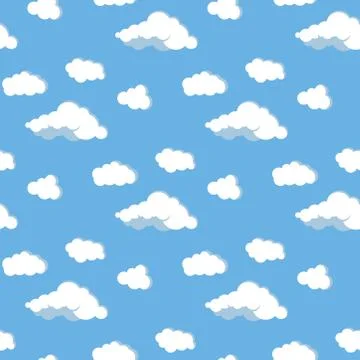 Clouds and sky vector flat design seamless pattern. イラスト素材