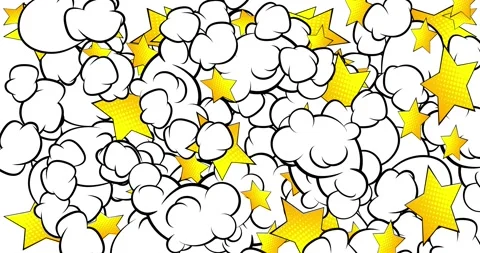 Clouds and stars on white. Comic Book Background Stock-Footage 168044788