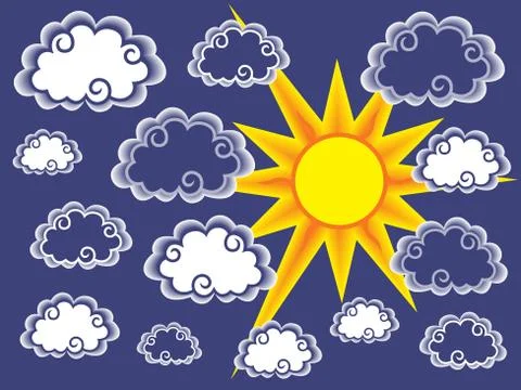 Clouds and sun background Stock Illustration