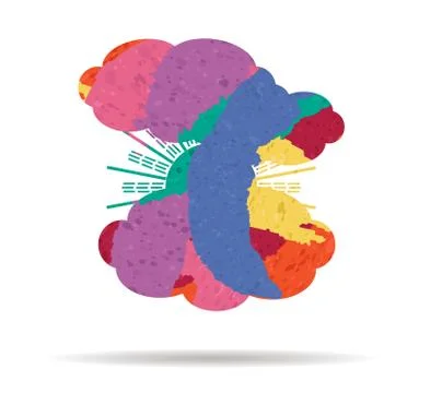 Clouds and sun drawn painted icon vector イラスト素材
