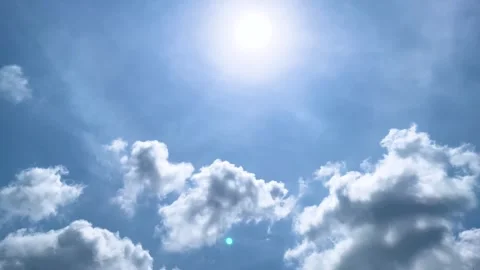 Clouds and sun glowing on blue sky background compound of a monastery at bangkok Stock Footage 310644384