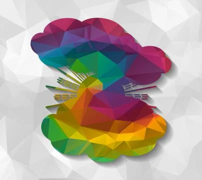 Clouds and sun low poly Stock Illustration