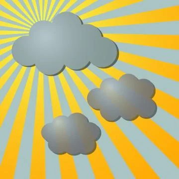 Clouds and sun radial rays Stock Illustration