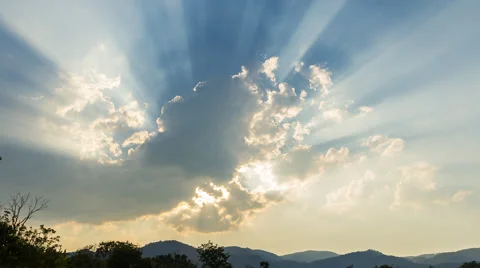 Clouds and sun ray and blue sky Stock Footage 56605916