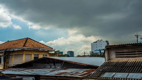 Clouds and Sun Rays Dance over Phnom Penh Video stock 88199797