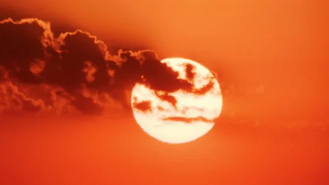 Clouds and Sun Rising Sky Time Lapse. Closeup Telephoto Lens. Stock-Footage 159198871