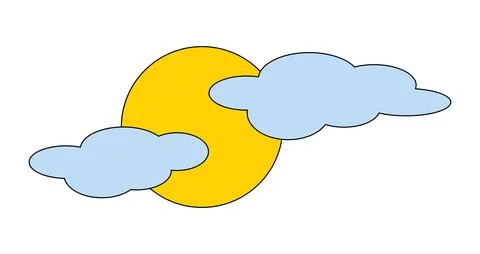 Clouds and sun on a white background Stock Illustration