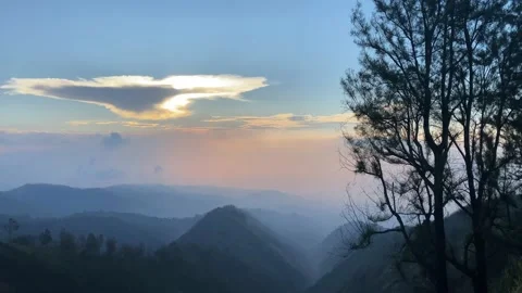 Clouds and sunset on the mountain Stock Footage 143384355