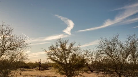 Clouds and Sunset over Desert Landscape Florence Arizona Timelapse Stock Footage