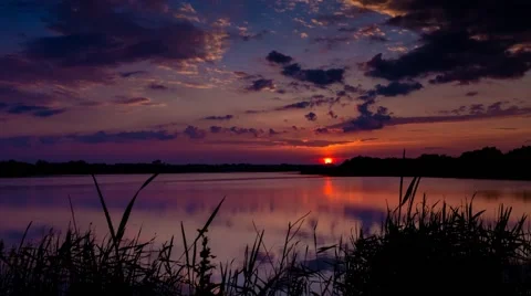 Clouds and sunset over lake, time-lapse. Stock Footage 50826709