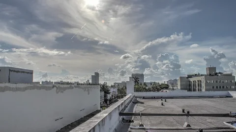 Clouds and sunset from rooftop time lapse Stock Footage 125791663