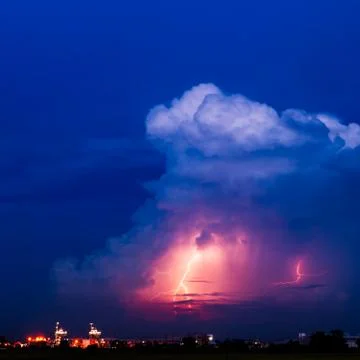 Clouds and thunderstorm  with lightning 스톡 사진