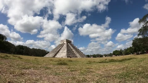 Clouds and a time lapse at Chichen Itza in the Yucatan Peninsula Stock Footage 196821481